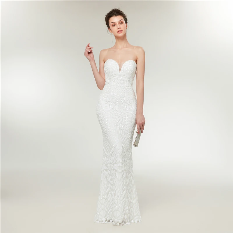 Sexy Sweetheart Sleeveless Mermaid Prom Dress With Sequins