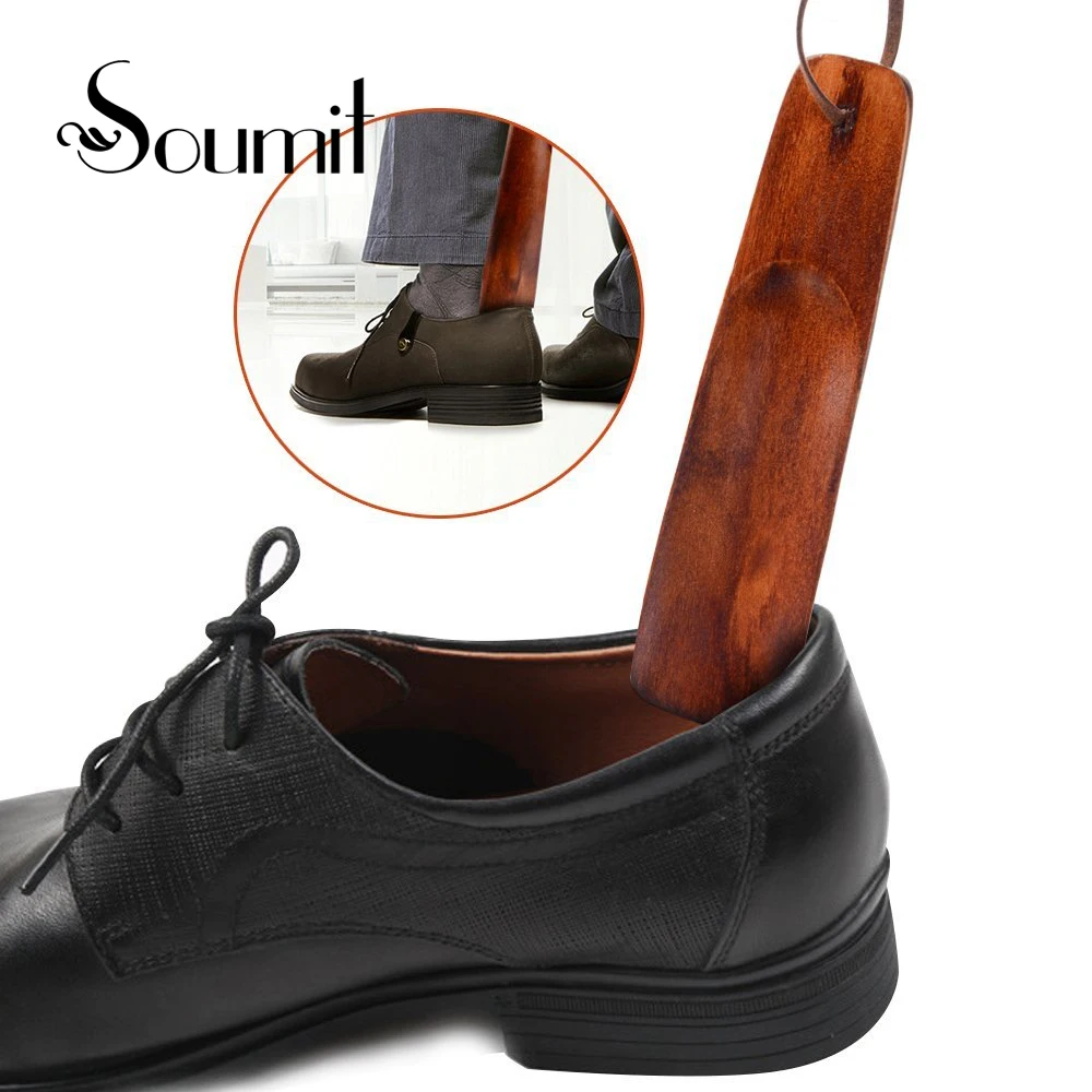 Soumit 2 шт деревянный рожок для обуви ручной работы из березы 15,5 см короткая ручка рожок для обуви с кожаной веревкой для обуви аксессуары Рога