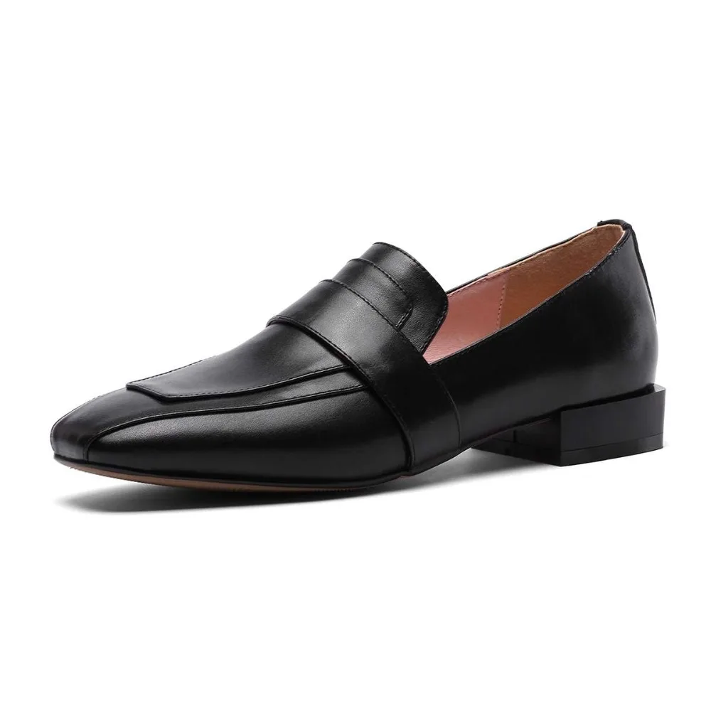 Estilo Bombas De Dedo Pie En Tamaño L49 Resbalón Plus Más 2019 Negro Espana Cuero Campus Cuadrado El Nuevo Zapatos Del Genuino Preppy Bajo apricot Tacón 7anEHqw