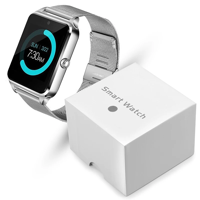 Baratos Reloj inteligente Z60 con pantalla táctil y Bluetooth para deporte, cámara de llamadas de música, correa de acero multifunción, reloj inteligente para mujer, reloj inteligente para hombres