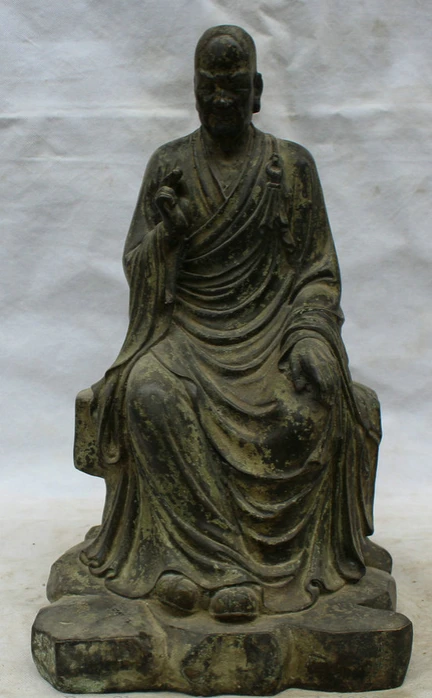 

MISS sta.001024 15" Tibet Tibetan Buddhism Bronze seat guru monk Taoist priest shaveling Statue