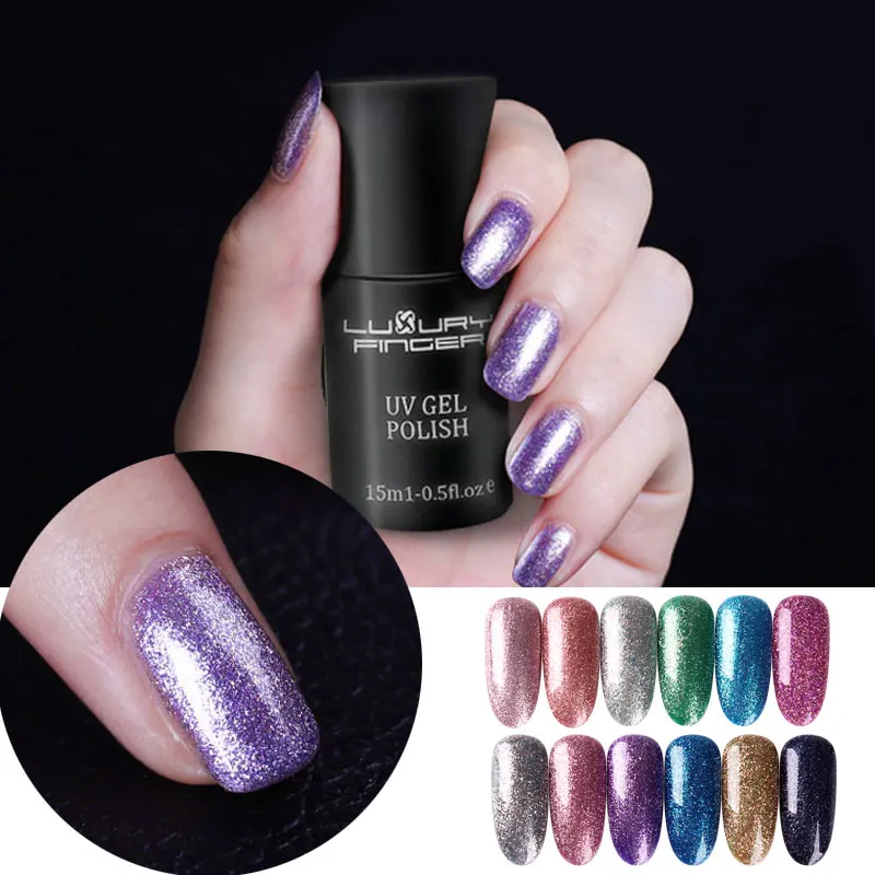 

Luxury Finger 15ML UV Gel Nail Polish Platinum Laser Varnish Long Lasting Soak Off Led UV Lamp for Salon Home Nails Art Design