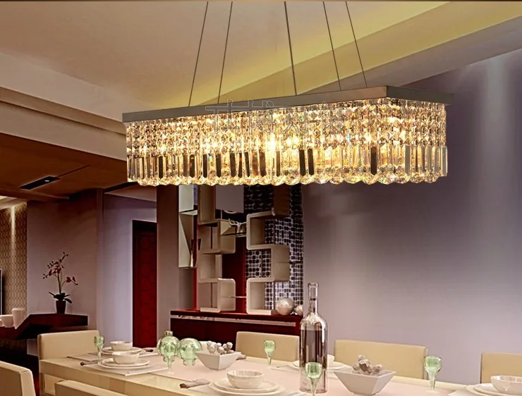 

New Modern Luxury K9 Crystal Rectangle Pendant Light Parlor Lamp Hotel Hall Lighting dinner lights