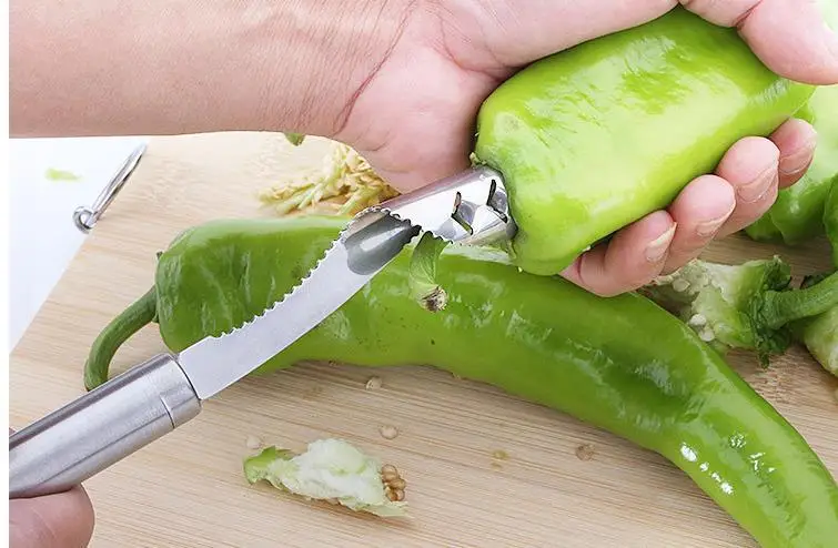 

Stainless steel pepper corer seeder tomato corer multifunctional fruit and vegetable tool