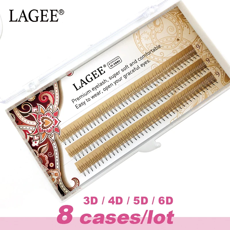 

LAGEE 8 Cases 3D 4D 5D 6D Russian Volume Mink Eyelash Extension Premade Fan Synthetic Hair False Lashes Extension Premium Cilios