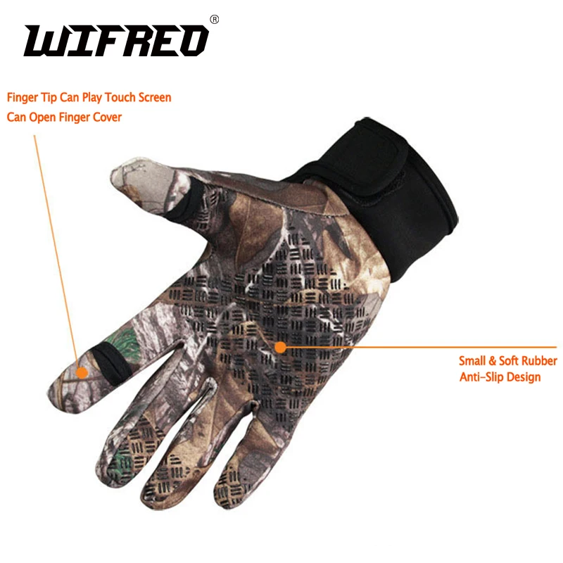 Перчатки Wifreo Camoflage для рыбалки охотничьи перчатки Нескользящие с двумя пальцами