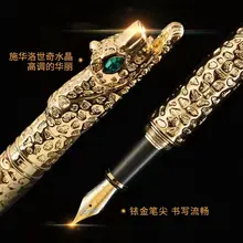 Bobby Launch Jinhao Snow Leopard Golden Fountain Pen Converter Pen Medium Nib jinhao red and golden dragon and phoenix 18kgp fine nib fountain pen