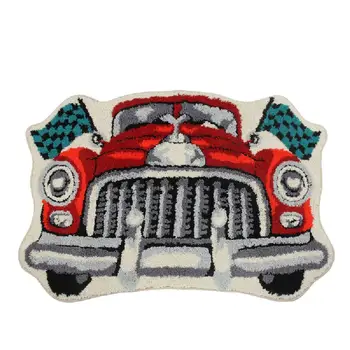 

Soft Plush Shag Fluffy Cartoon Car/ Flower Design Rug and Carpet for Children Room Absorbent Shaggy Thickening Carpet Foot Mat