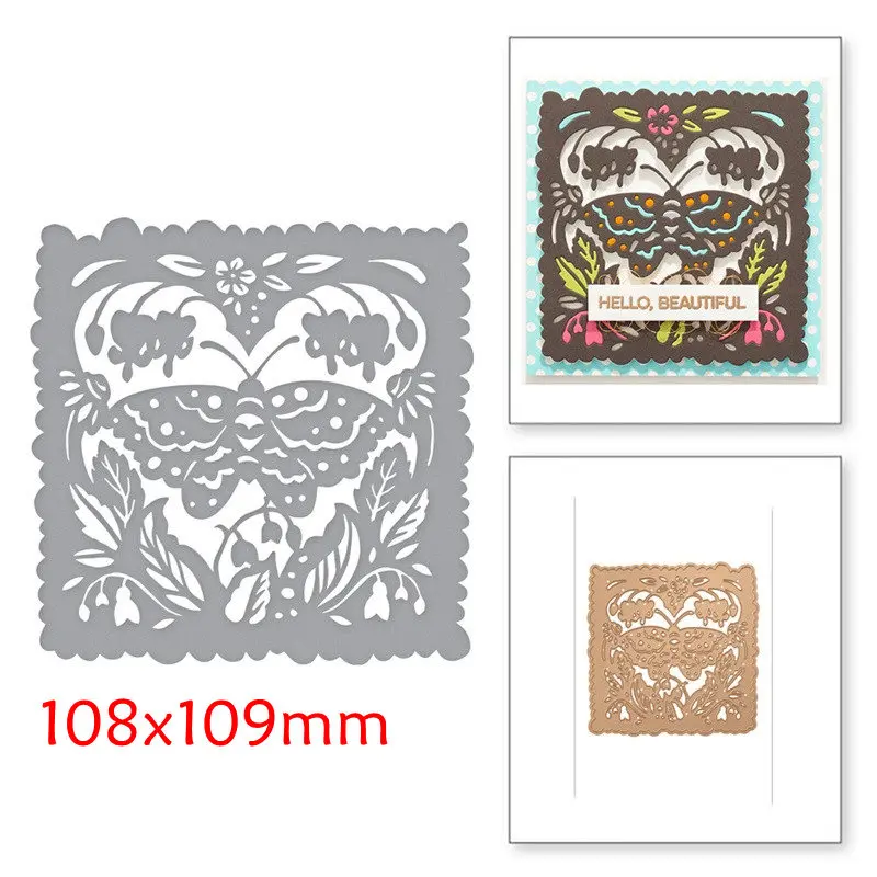 

Butterflies Flower Square cutting dies DIY Scrapbooking Photo Album Embossing For Gift Card Making supplies Handcraft 2019