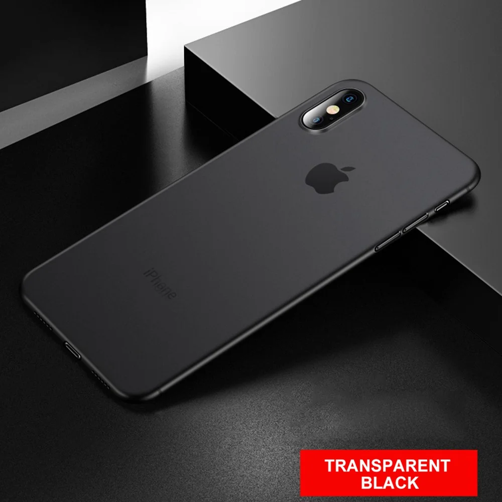 Ультра тонкий 0,3 мм чехол для телефона Heyytle для iPhone XS MAX XR X 7 8 Plus, полное покрытие, ударопрочный чехол для iPhone 8 Plus XS X 9 10, чехлы - Цвет: Transparent Black