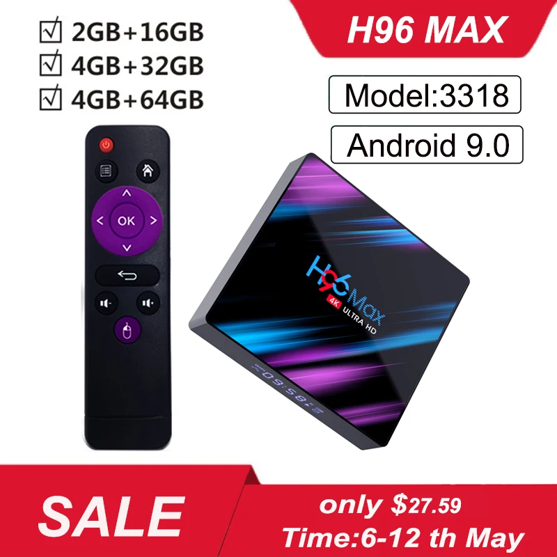 Новый Android 9 0 H96 max смарт ТВ бокс на Rockchip RK3318 4 ядра 2g/4g Оперативная память 16 Гб/32 ГБ/64g