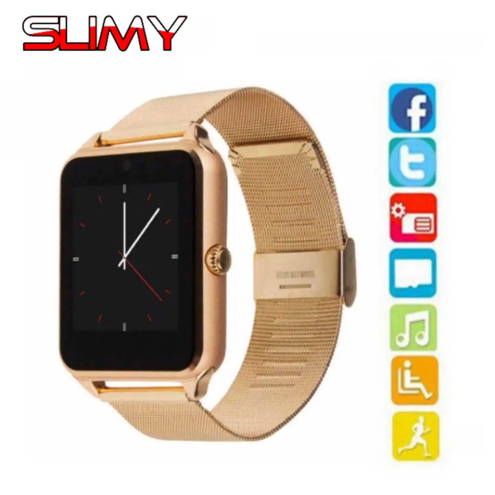 

Slimy Smart Watch Z60 Metal Strap Bluetooth Wrist Smartwatch Support 2G SIM TF Card Multi-languages for Android IOS PK GT08 Plus