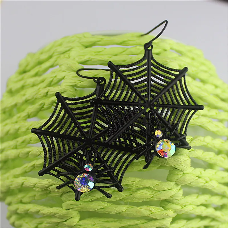 

Hot new fashion gorgeous female jewelry wholesale Girls Birthday Party beautiful black spider net Earrings FREE SHIPPING