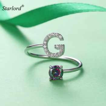 

Initial G Letter Ring 925 Sterling Silver Cubic Zirconia Crystal Ring Adjustable Silver Ring Open Ring For Women R6053B