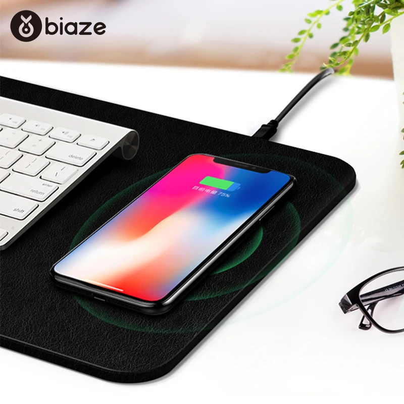 Kopen Biaze 2 in 1 Qi Draadloze Oplader Muis Pad Mat voor iPhone X XR XS Max 8 Plus Draadloos Opladen pad voor Samsung S9 S8 Plus Note 9