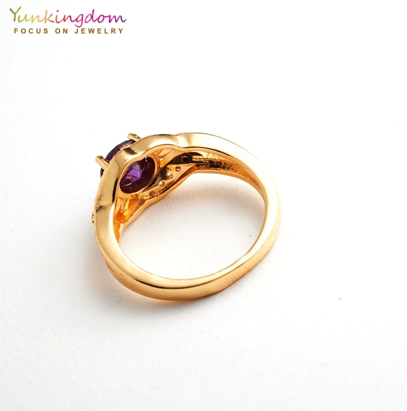 Yunkingdom Новые горячие свадебные кольца для женщин фиолетовый кристалл кубического