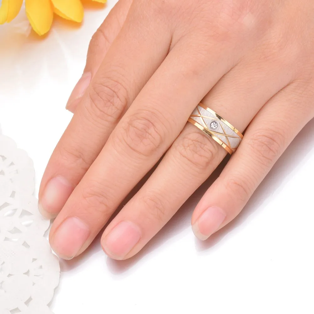 MeMolissa золотого цвета ромб с цирконом палец кольцо для женщин Мужчины Свадебные ювелирные изделия 316L нержавеющая сталь высокое качество 8 мм кольца