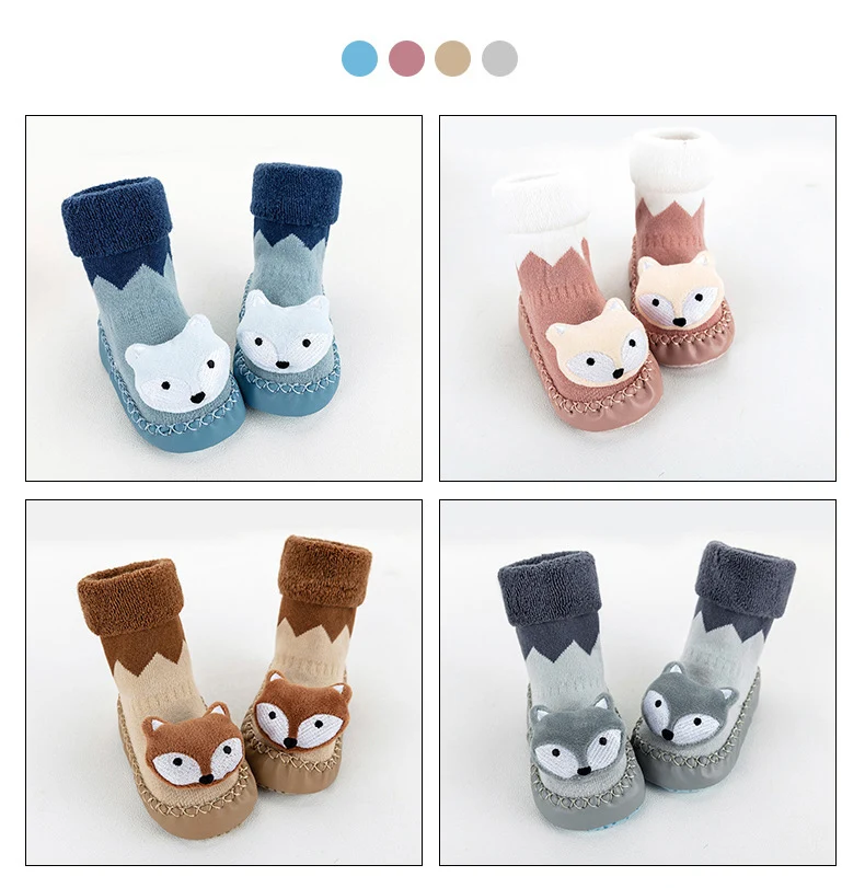 Joyo Roy/Носки для новорожденных зимние хлопковые утолщенные дышащие нескользящие носки с 3d рисунком обувь для малышей