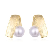 Shienland, новые модные геометрические серьги-гвоздики для женщин, трендовые ювелирные изделия, Круглый искусственный жемчуг, золотые цветные серьги, серьги