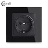 Coswall Wall Crystal Glass Panel Power Socket Plug Grounded, 16A EU Standard Electrical Outlet 86mm * 86mm ► Photo 2/6