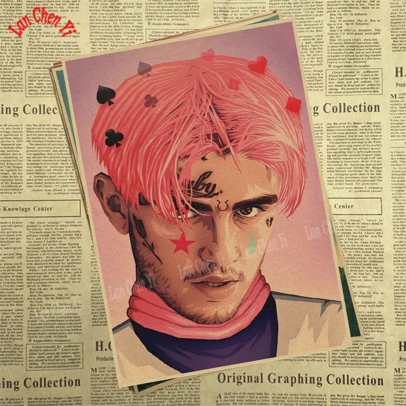 Рэпер Lil Peep крафт-бумага плакат офисный подарок столовая домашний Декор стикер дизайн