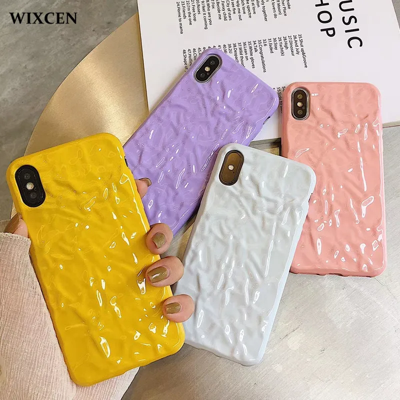 

Wixcen Simple Wrinkle Soft Tpu Phone Case for IPhone 8 7 6 6s 6 Plus Soft Tpu Solid Silicone Case Back Cover for IPhone X