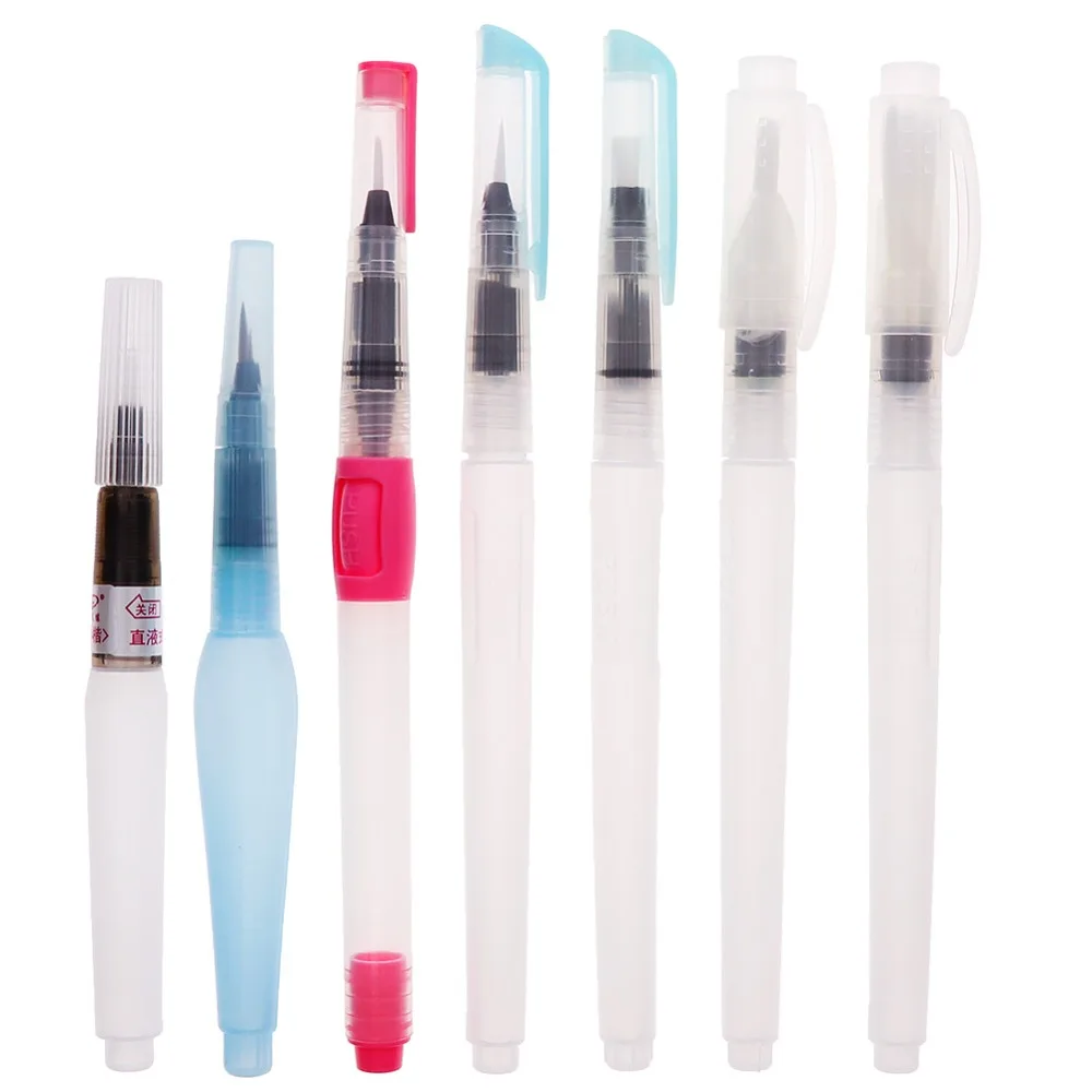 7 Pcs/Set Refillable Water Brush Ink Pen For Paint Watercolor 268730