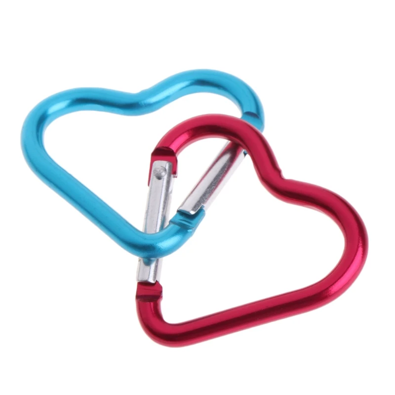 10Pcs Outdoor Ring Aluminum Heart KeyChain Hook Clip Climbing Camping Outdoor