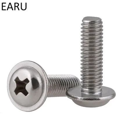 

M5*8/10/12/16/20/25/30mm 316 Stainless Steel Round Pan Cross Phillips Head With Washer Pad Computer Screw Bolt f