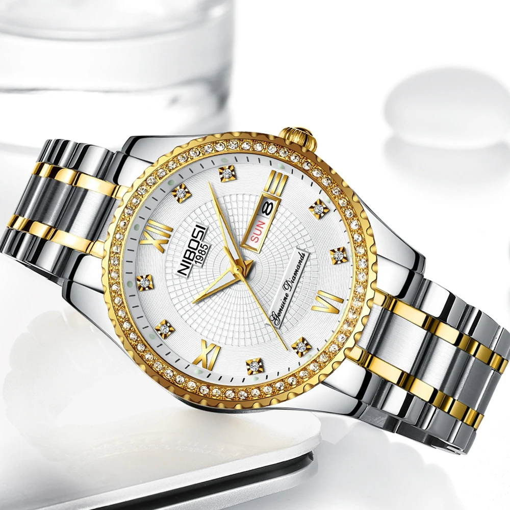 NIBOSI التلقائي الميكانيكية ووتش الرجال الصلب الكامل الأعمال رجال كبار الساعات العلامة التجارية الفاخرة للماء الرياضة ووتش Relogio Masculino