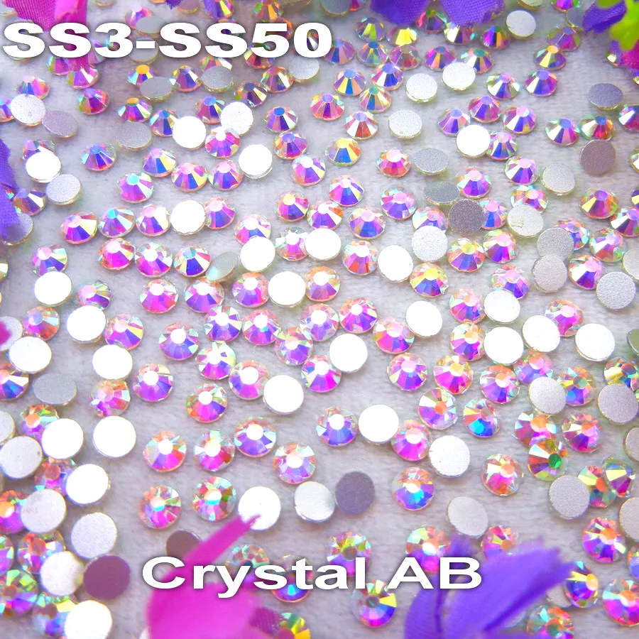 

Non hotfix SS6 1.9-2.0mm 1440pcs Crystal AB color Glue on Flat Back Glass Rhinestones for Nail Art handicrafts Diy decoration