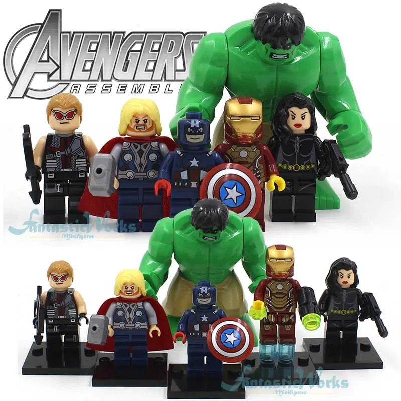 

Marvel The Avengers Minifigures Captain America,Iron Man,Hulk,Hawkeye,Thor,Black Widow Minifigues Blocks Toys