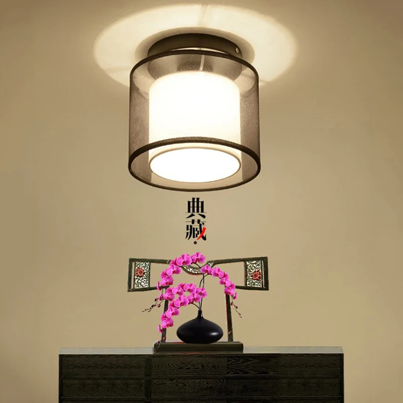 

WOERFU Modern Ceiling Lights Home Lighting Dia 18cm Fabric Lampshade Simple Ceiling Lamp