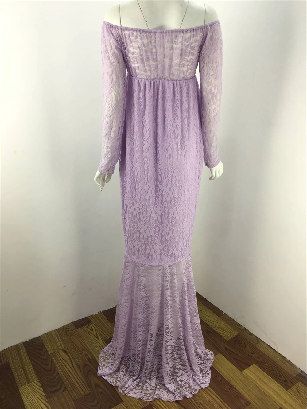 2018 Mermaid Maternity Dresses For Photo Shoot Lace Maxi Maternity Gown Off Shoulder Sexy Women Pregnancy Dress Photography Prop (7)