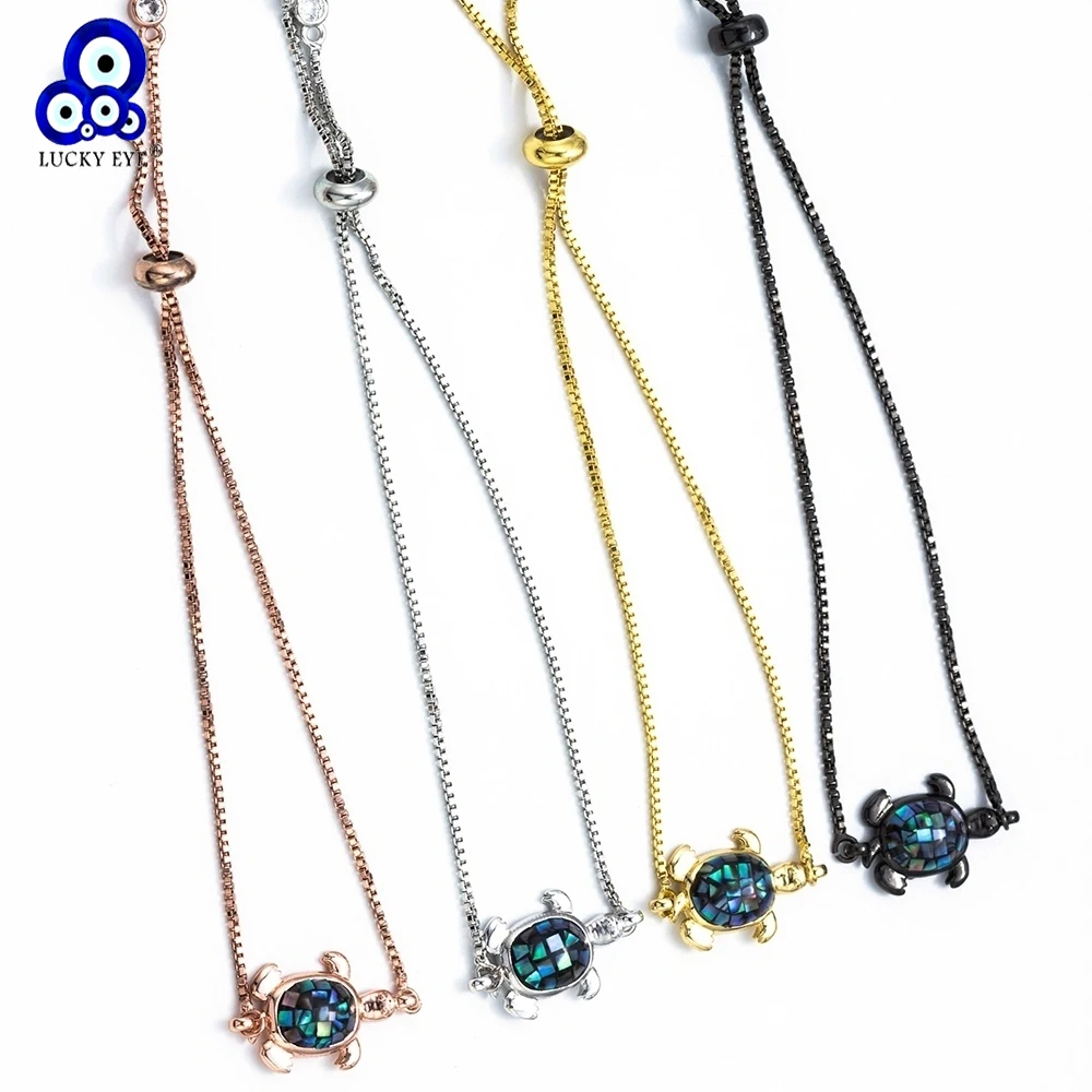 

Lucky Eye Turtle Charm Bracelets Colorful Shell Copper Micro Zircon Charms Bracelets For Women Children Jewelry Gift EY5476