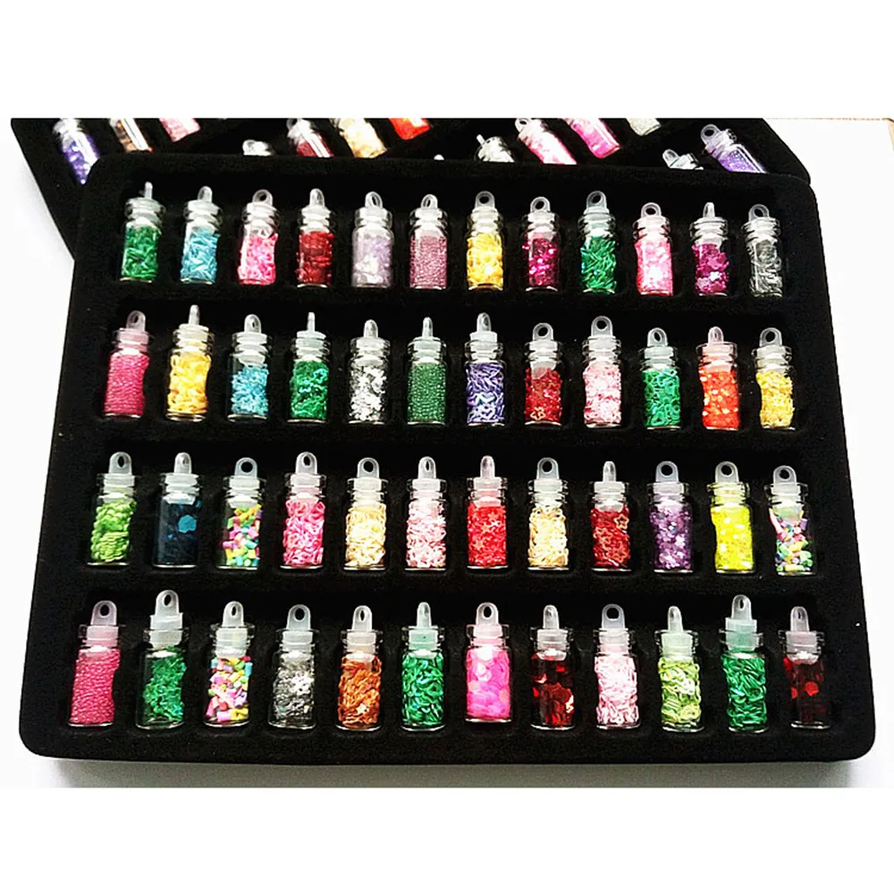 

48 Mix-Color Nail Art Decorations UV Acrylic Steel Sequins Shine Multicolor Professional Nails Sticker Tools #Zer