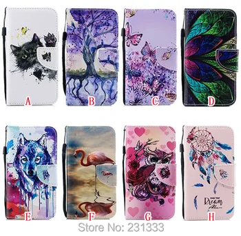 

C-ku For Samsung Galaxy S8 S9 A8 Plus 2018 Cartoon Wallet Leather Pouch Case Stand ID Card Butterfly Wolf Leaf Skin Cover 100pcs