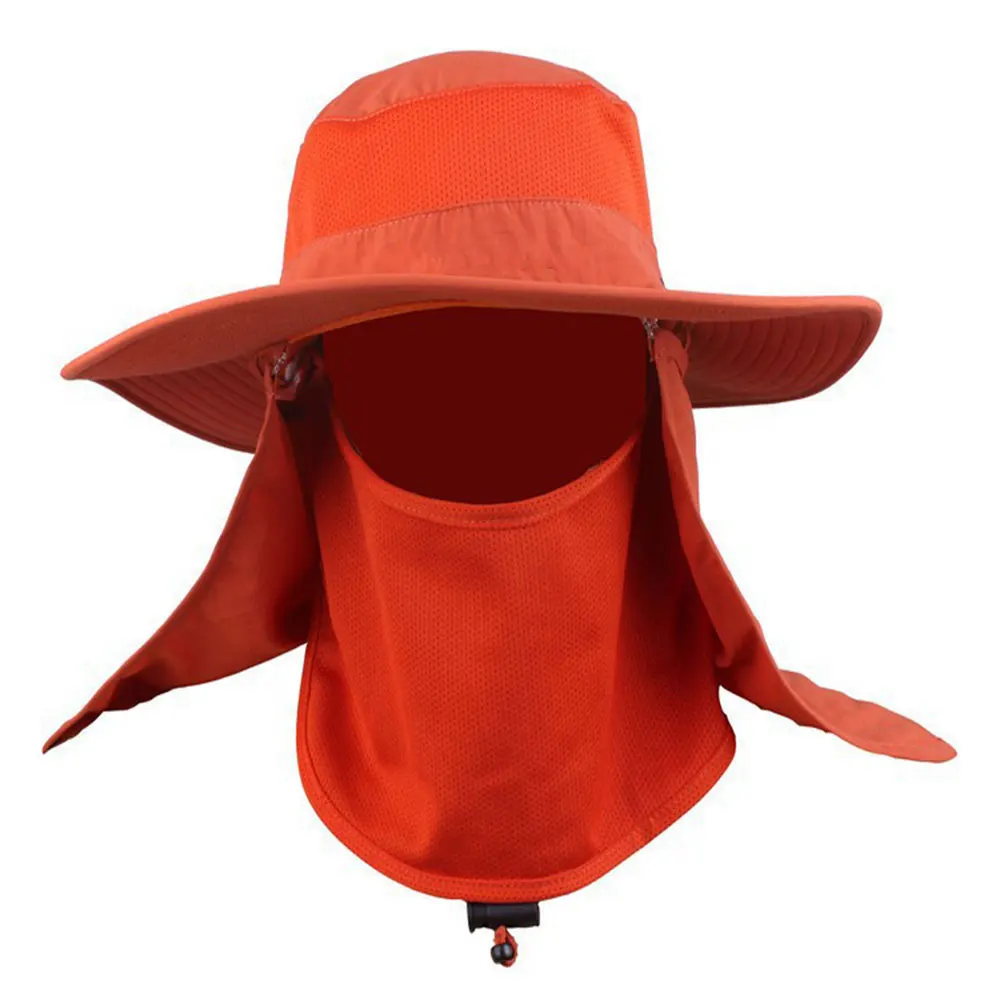 Мужская Рыбацкая Кепка с закругленными краями, кепка для кемпинга, Солнцезащитная УФ-защита, летняя кепка с шеей, занавеска для лица, дышащие козырьки - Цвет: Оранжевый