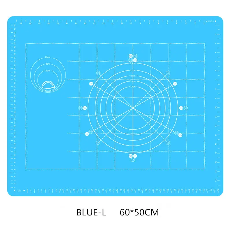 60*50(40) см силиконовый коврик для выпечки с антипригарным покрытием для приготовления теста для пиццы, подставка-держатель, инструменты для приготовления пищи, формы для выпечки, аксессуары для кухни - Цвет: BLUE-L