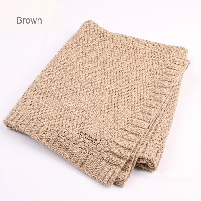 Детское одеяло, вязаное шерстяное одеяло для новорожденных, супер мягкое одеяло для младенцев, пеленание для детей, постельные принадлежности для малышей - Цвет: Brown