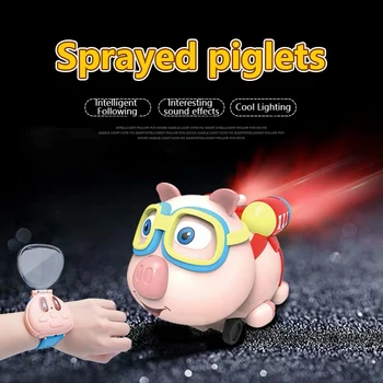 

Pig Small Eight Children Watch Remote Control Car Smart Toy Cartoon 2.4G Remote Control Infrared Follow Spray Function Toy Car