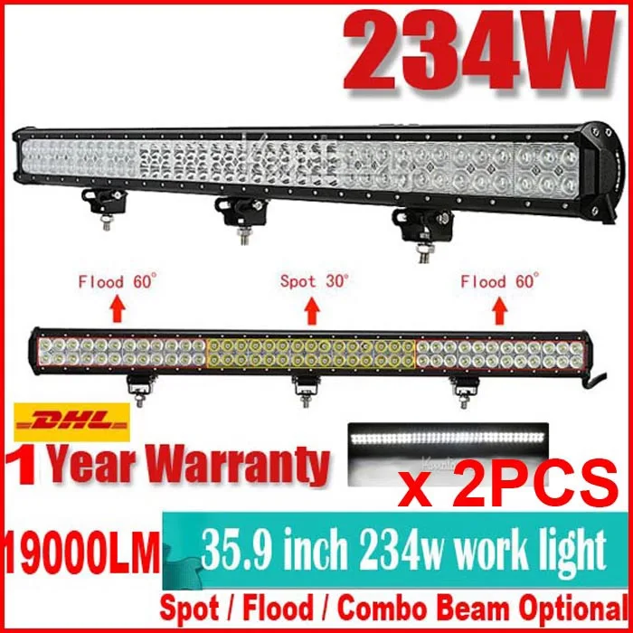 

2PCS 36" 234W CRE 78LED*3W Work Light Bar Offroad SUV ATV 4WD 4x4 Spot / Flood / Combo Beam 19000lm 9-32V IP67 Truck  Fog Lamp