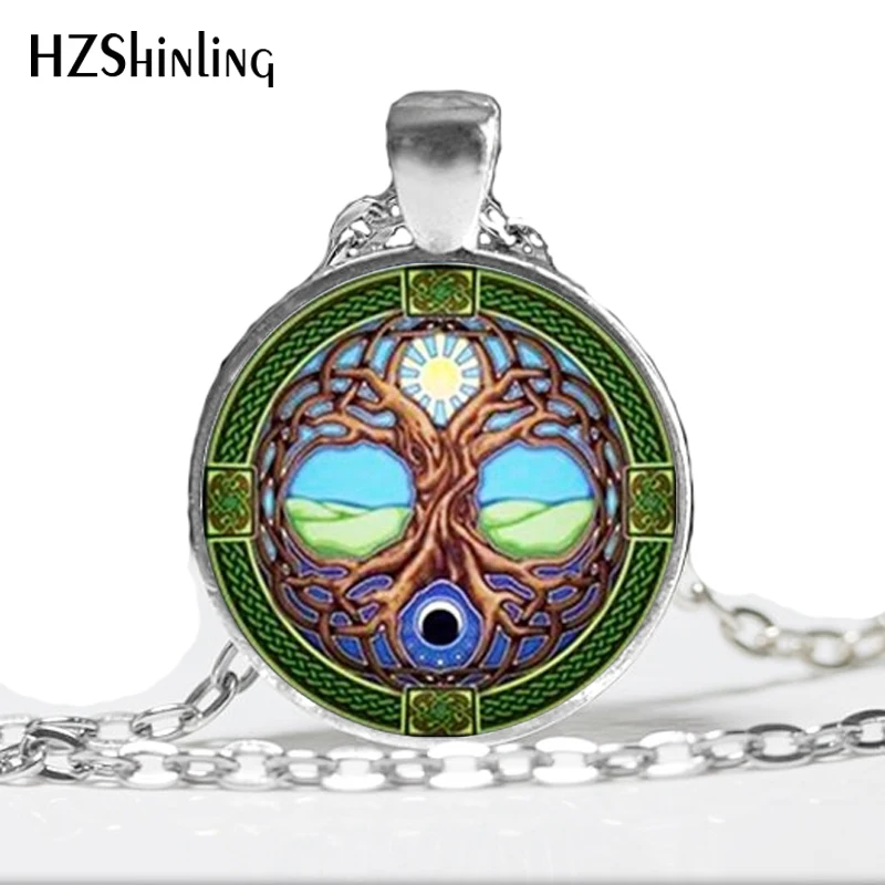 

Tree Of Life Pendant, Sun and moon Tree Of Life Necklace, Yin Yang Jewelry, Silver And Glass Charm A-083 HZ1