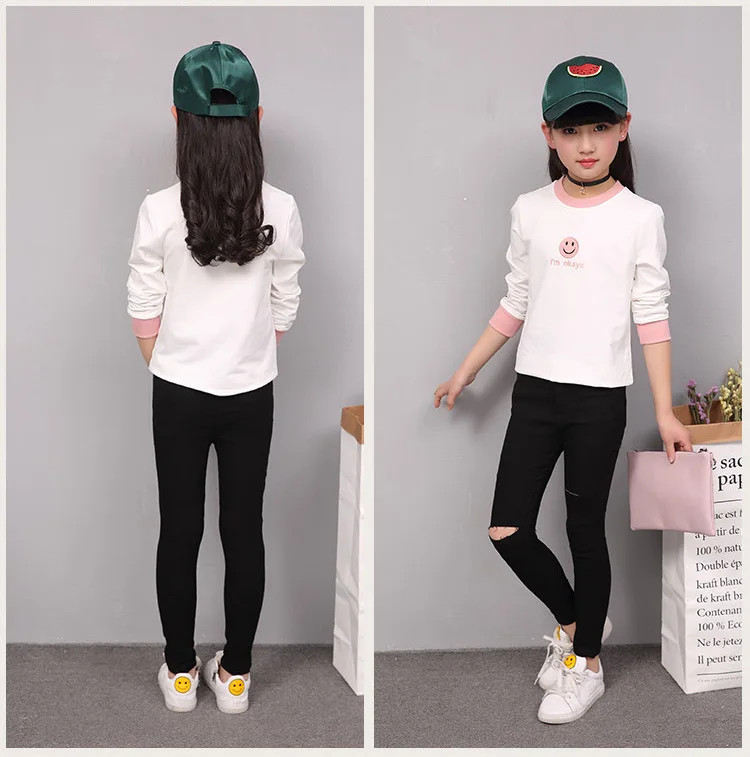 3-12 y children girls pants kids clothes girl trousers hole pant for girls solid color clothes for girls 12 years old (7)