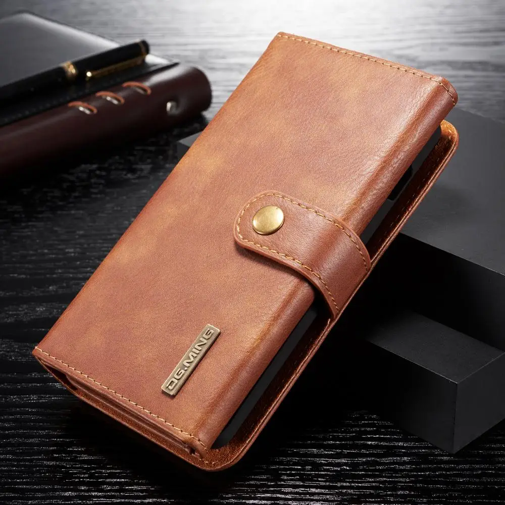 

DG.MING For Samsung Galaxy S10 S9 S8 Plus Genuine Leather Flip Magnetic Detachable Wallet Case Cover For Samsung Galaxy Note 9 8