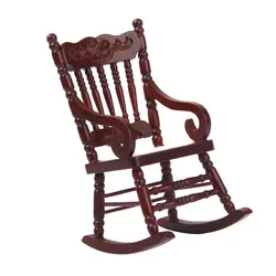 1/12 масштаб миниатюры для кукольного домика кресло-качалка из дерева модели мебели коричневый
