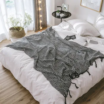 

Geometry Knitted Blanket Spring Autumn Cotton Throw Blankets For Adults/Kids Cobertor Sofa Air On Bed Bedding Bedspread Bedsheet