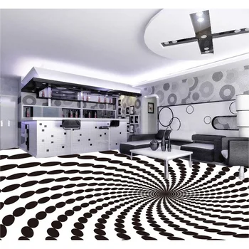 

Modern Wall Papers 3D Geometric Black White Art Photo Wallpaper Home Decor Floor Painting Stickers Waterproof PVC Vinyl Flooring