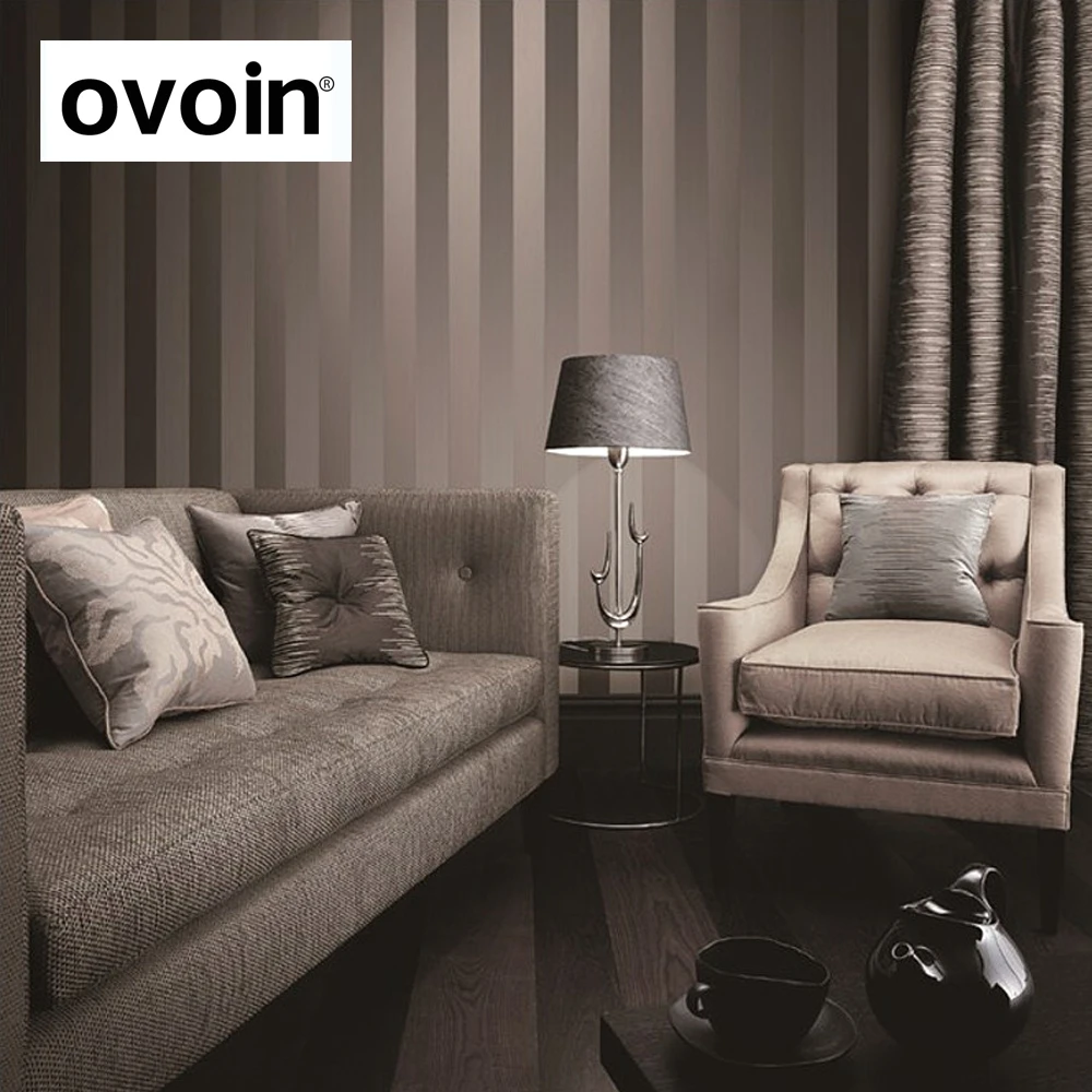 Brown & Gold Bold Stripe Wallpaper Luxury Glitter Textured Metallic