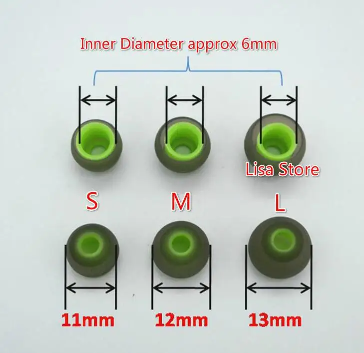 100 пар/200 шт. (4 цвета) 6,0 мм s m l силиконовые наушники-вкладыши гарнитура Замена вкладыши бутон советы наушники